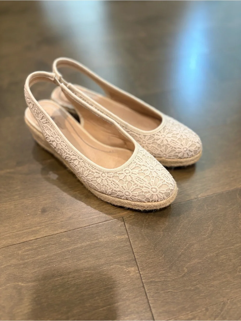 LifeStride Crochet Espadrille Slingback Wedges – Size 9